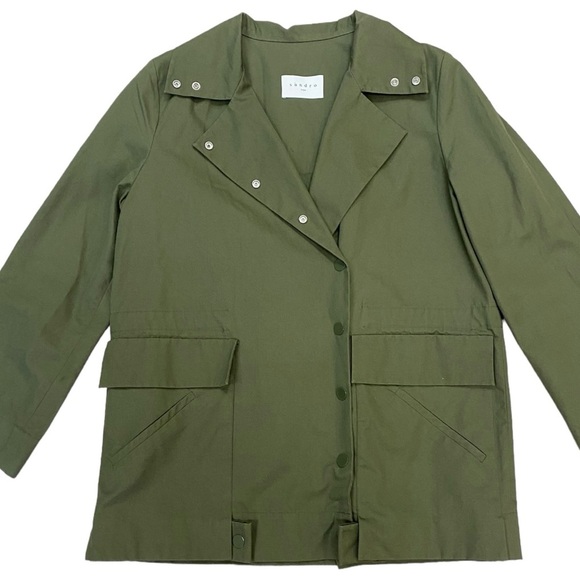 Sandro Utility Jacket Army Green Embroidered Size Small - Picture 6 of 11